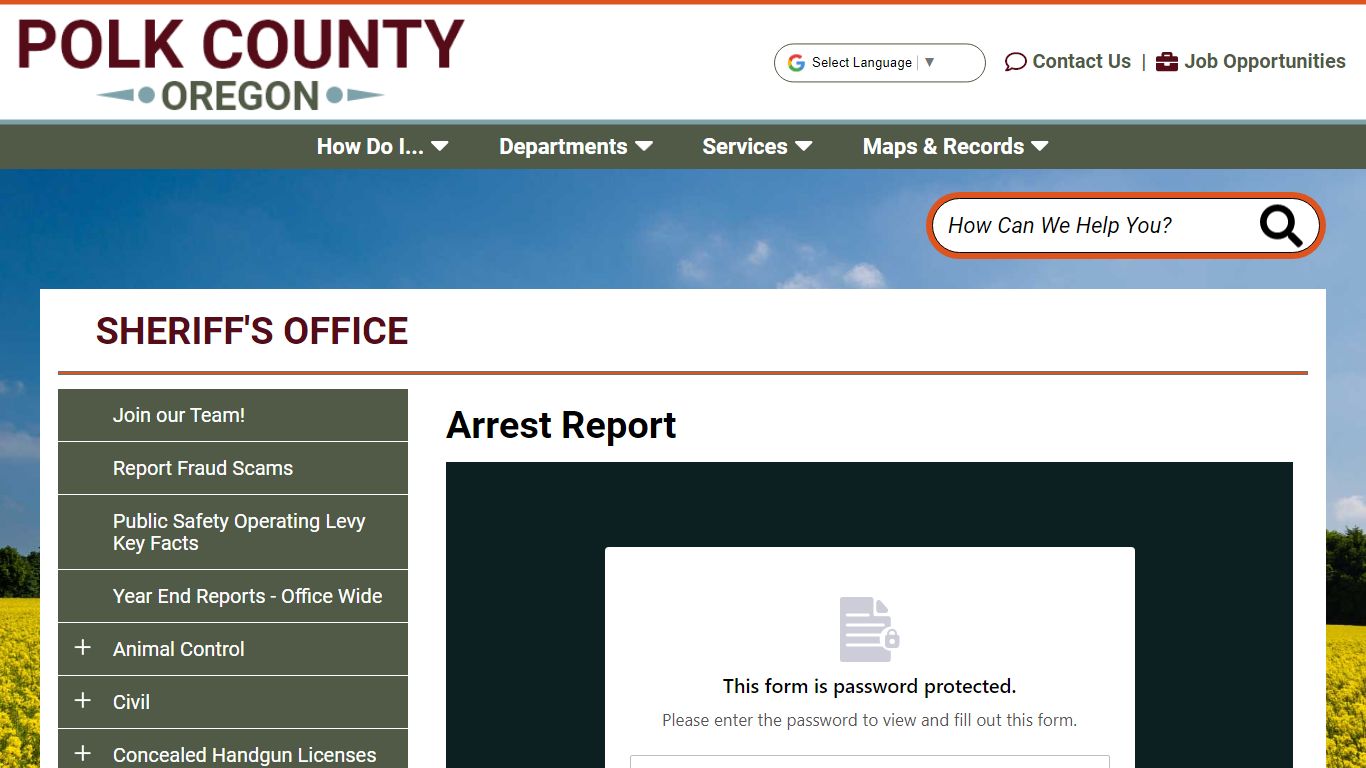 Arrest Report | Polk County Oregon Official Website